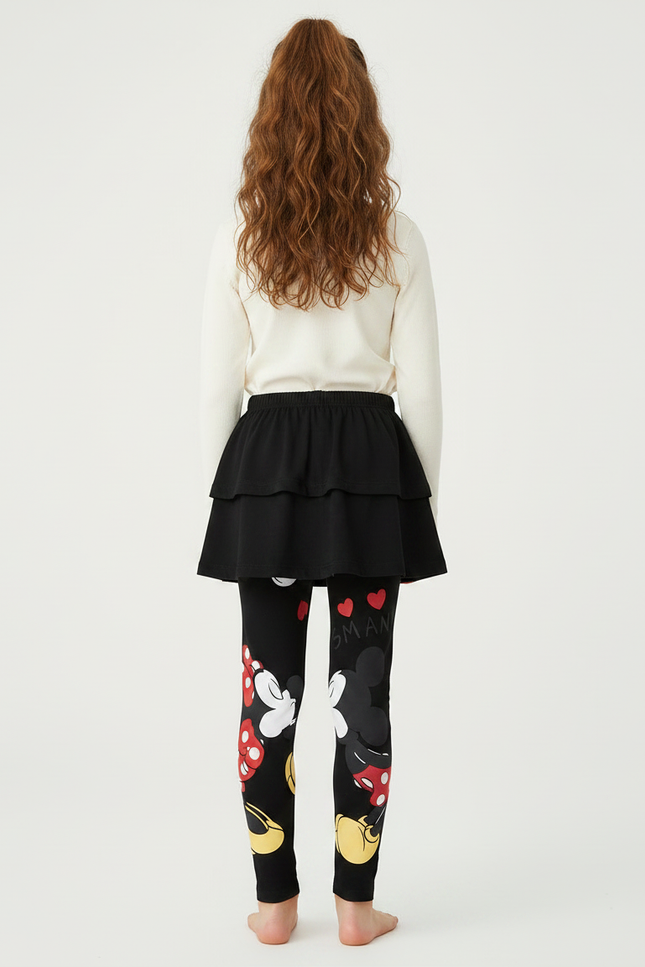 Pantalon Jupe Noir Mickey Minnie Confortable Fille - Molleton - vue 2