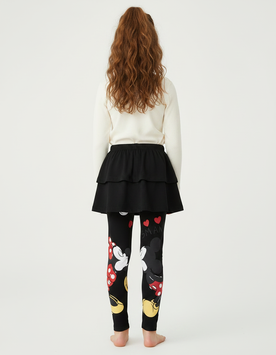 Pantalon Jupe Noir Mickey Minnie Confortable Fille - Molleton - vue 2