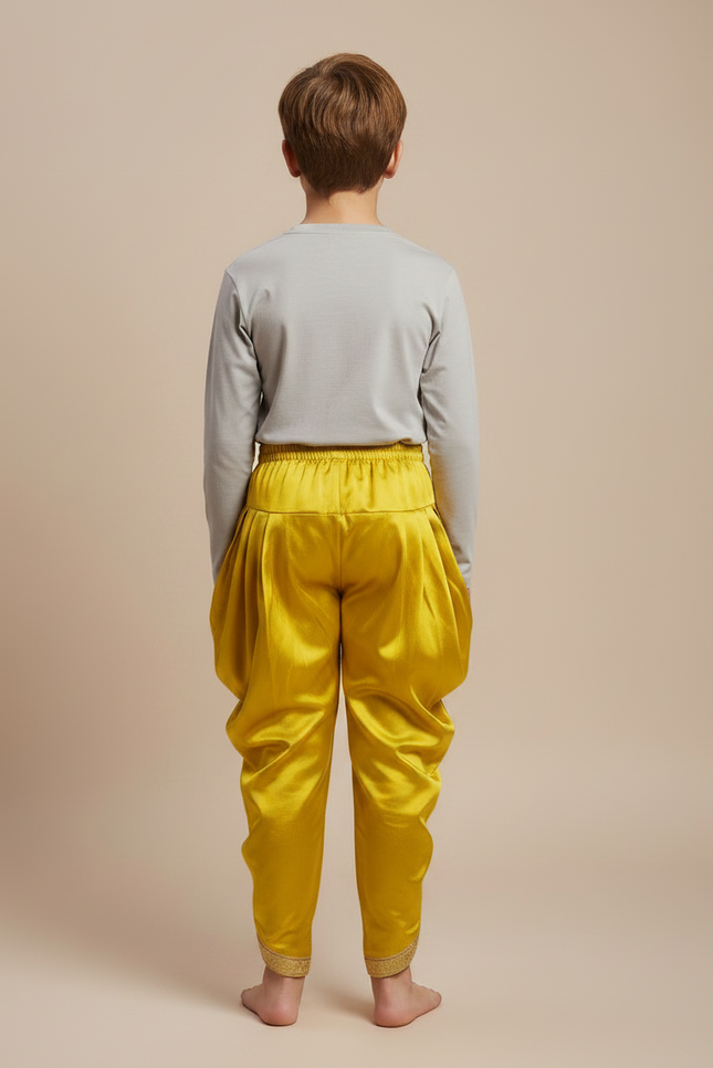 Pantalon Jupe Satiné Jaune Drapé Doré Enfant - vue 2