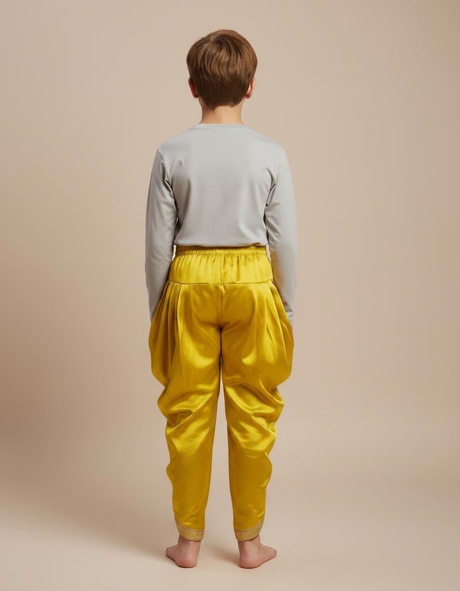 Pantalon Jupe Satiné Jaune Drapé Doré Enfant - vue 2