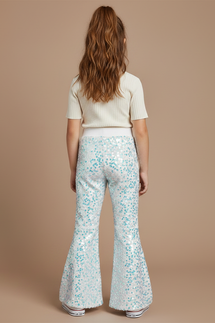 Pantalon Jupe Blanc Paillettes Évasé Confortable Fille - Maille - vue 2