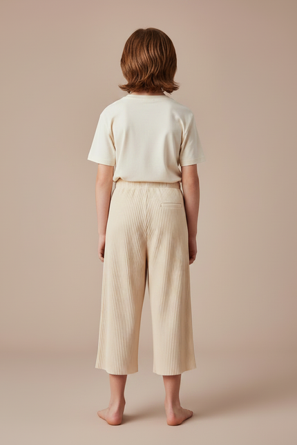 Pantalon Jupe Plissé Ample Beige Enfant Léger - Polyester - vue 2