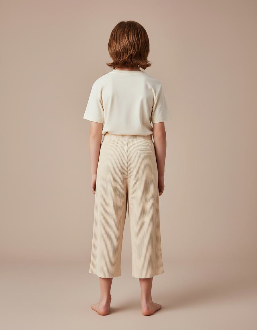 Pantalon Jupe Plissé Ample Beige Enfant Léger - Polyester - vue 2