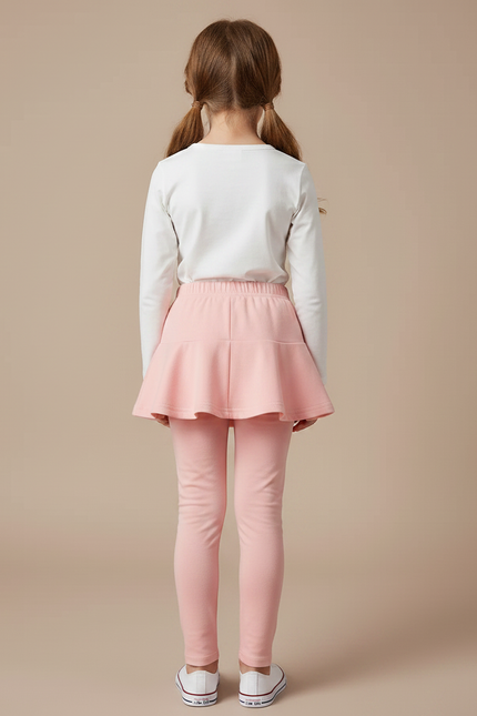 Pantalon Jupe Rose Uni Évasé Confortable Fille - Molleton - vue 2