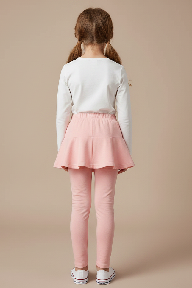 Pantalon Jupe Rose Uni Évasé Confortable Fille - Molleton - vue 2