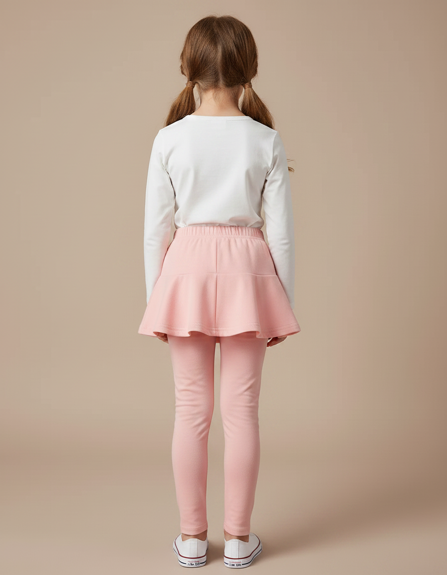 Pantalon Jupe Rose Uni Évasé Confortable Fille - Molleton - vue 2