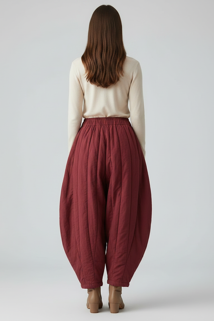 Pantalon Jupe Bordeaux Matelassé Ample Hiver Chaud - Coton - vue 2