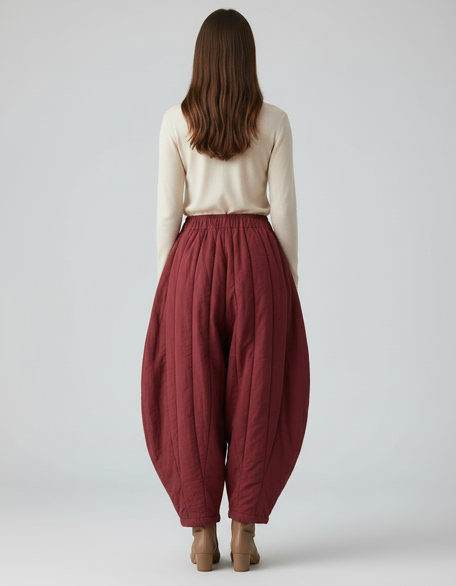 Pantalon Jupe Bordeaux Matelassé Ample Hiver Chaud - Coton - vue 2