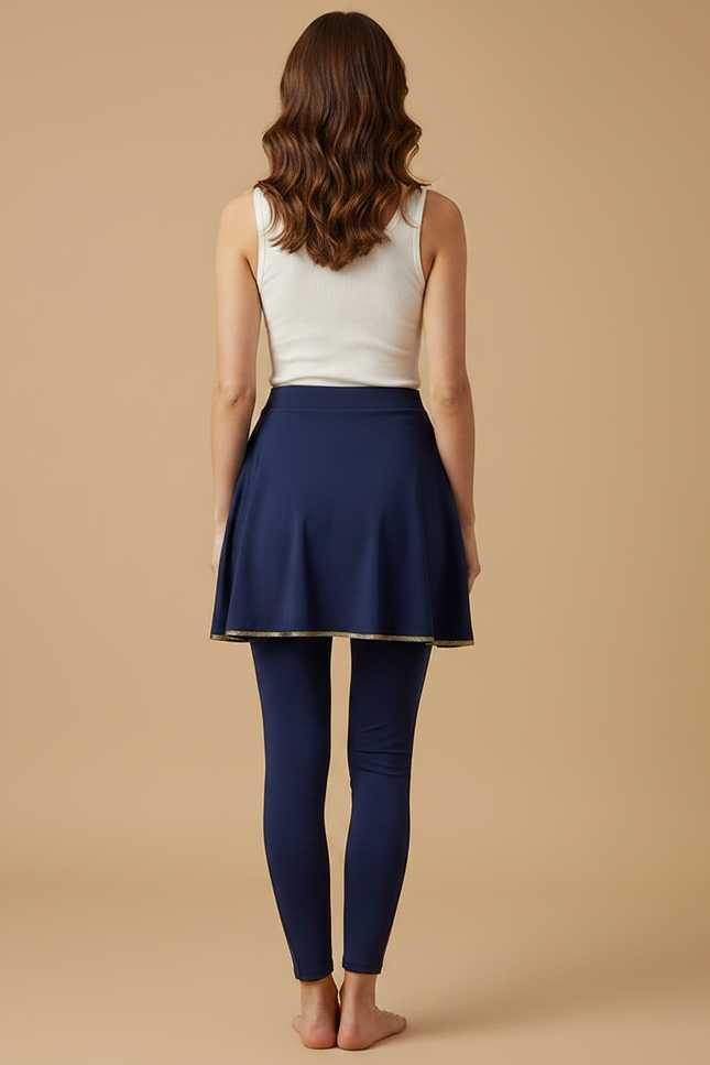 Pantalon Jupe Bleu Marine Crossover Élégant Femme - Polyester - vue 2