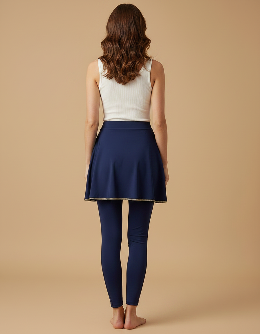 Pantalon Jupe Bleu Marine Crossover Élégant Femme - Polyester - vue 2