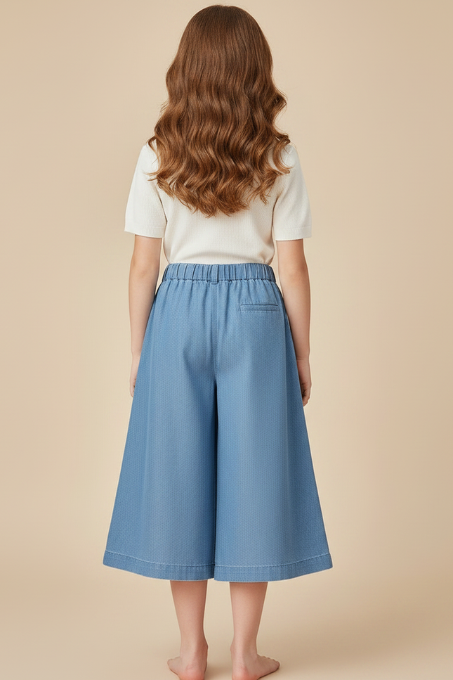 Pantalon Jupe Denim Bleu Clair Ample Enfant - Jean - vue 2