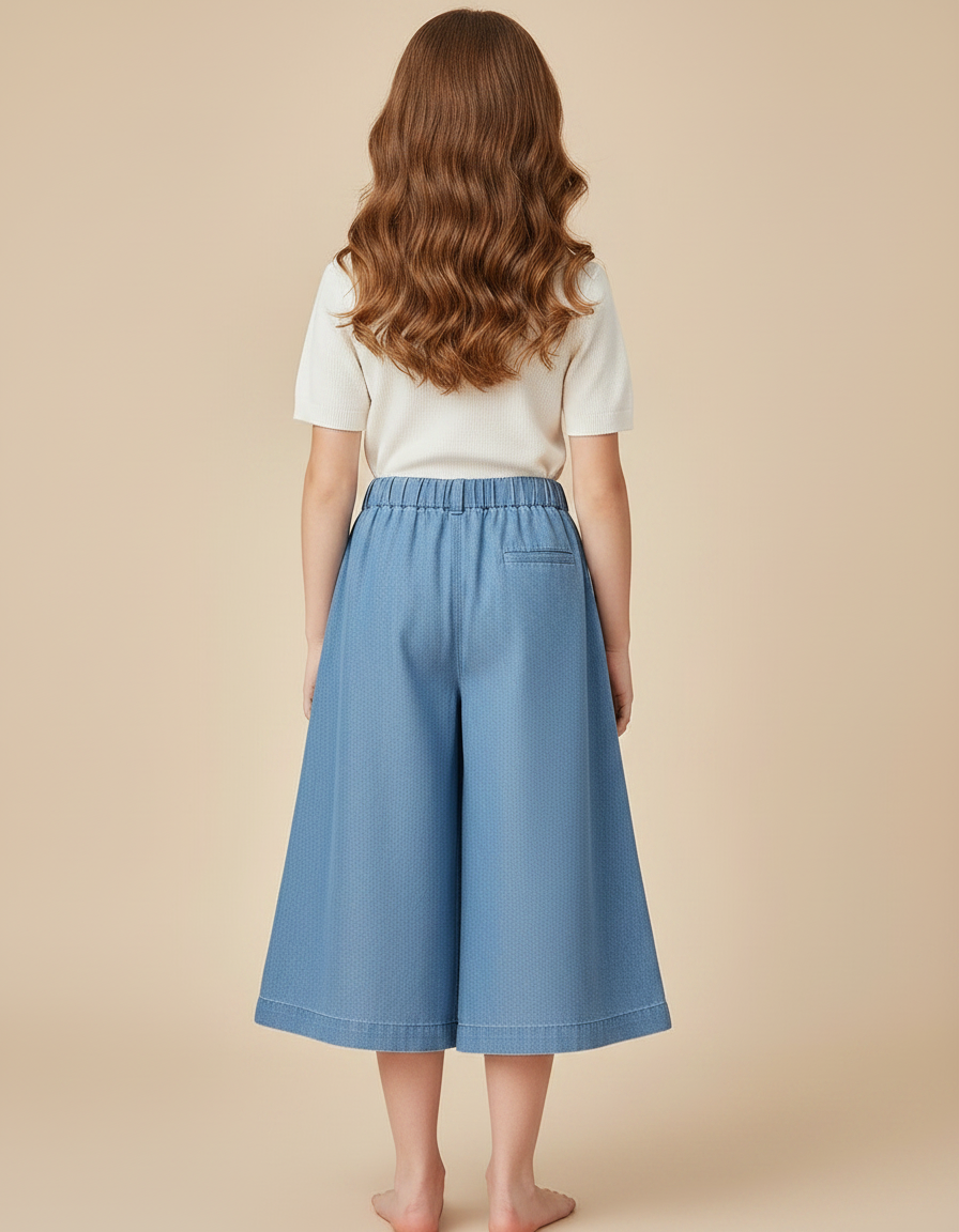 Pantalon Jupe Denim Bleu Clair Ample Enfant - Jean - vue 2