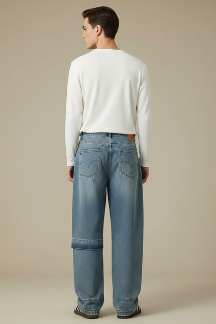Pantalon Jupe Jean Bleu Ample Décontracté Homme - vue 2