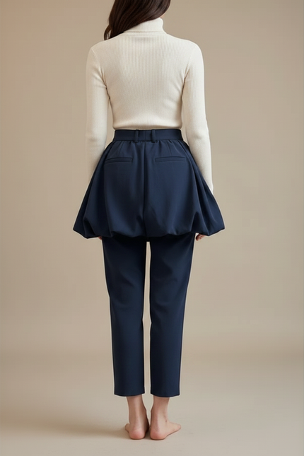 Pantalon Jupe Marine Plissé Ample Élégant Femme - Polyester - vue 2
