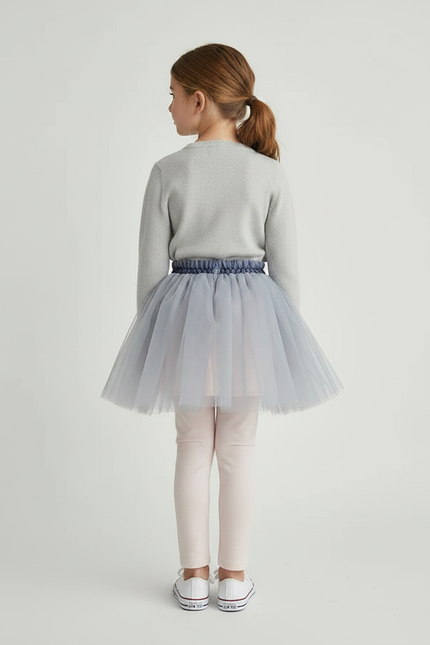 Pantalon Jupe Gris Tulle Rose Fille Doux - Coton - vue 2