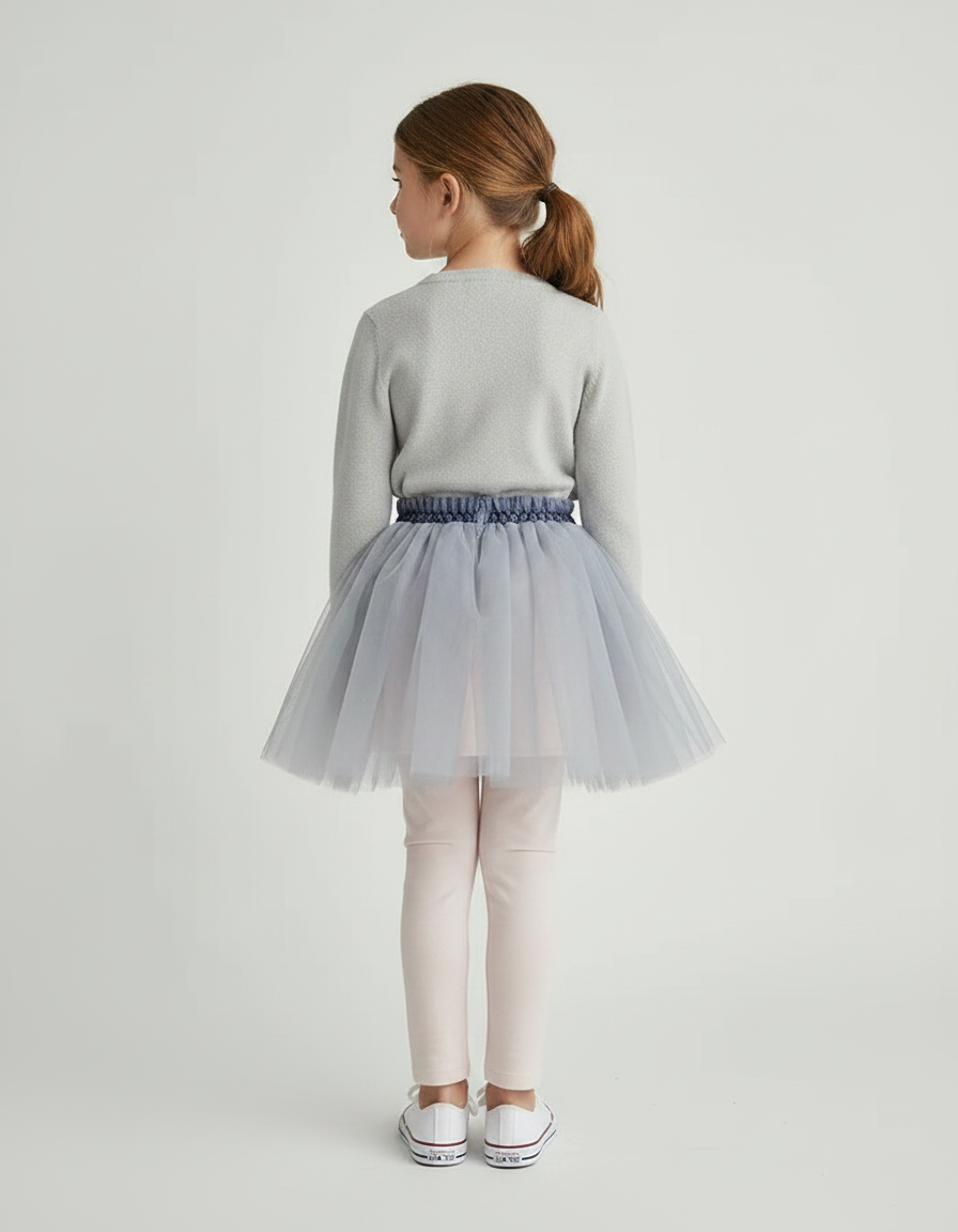 Pantalon Jupe Gris Tulle Rose Fille Doux - Coton - vue 2
