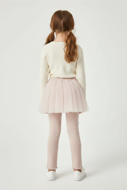 Pantalon Jupe Rose Tulle Perles Intégrées Fille - Maille - vue 2