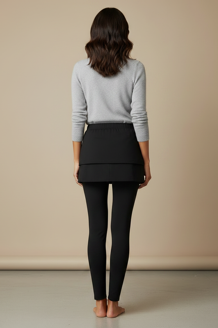 Pantalon Jupe Noir Intégré Simple Élégant Confortable - Maille - vue 2