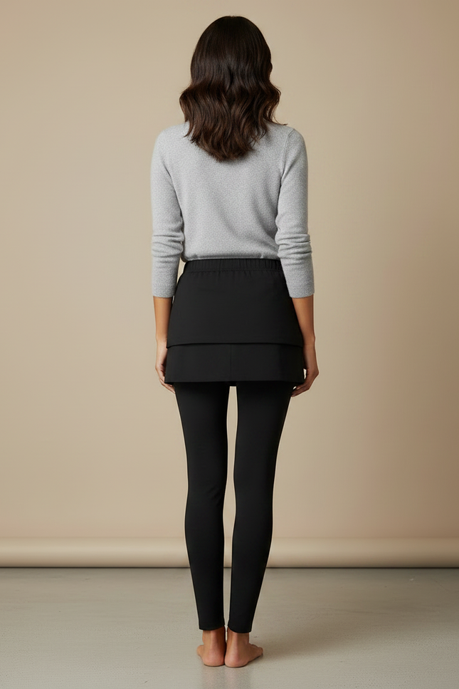Pantalon Jupe Noir Intégré Simple Élégant Confortable - Maille - vue 2