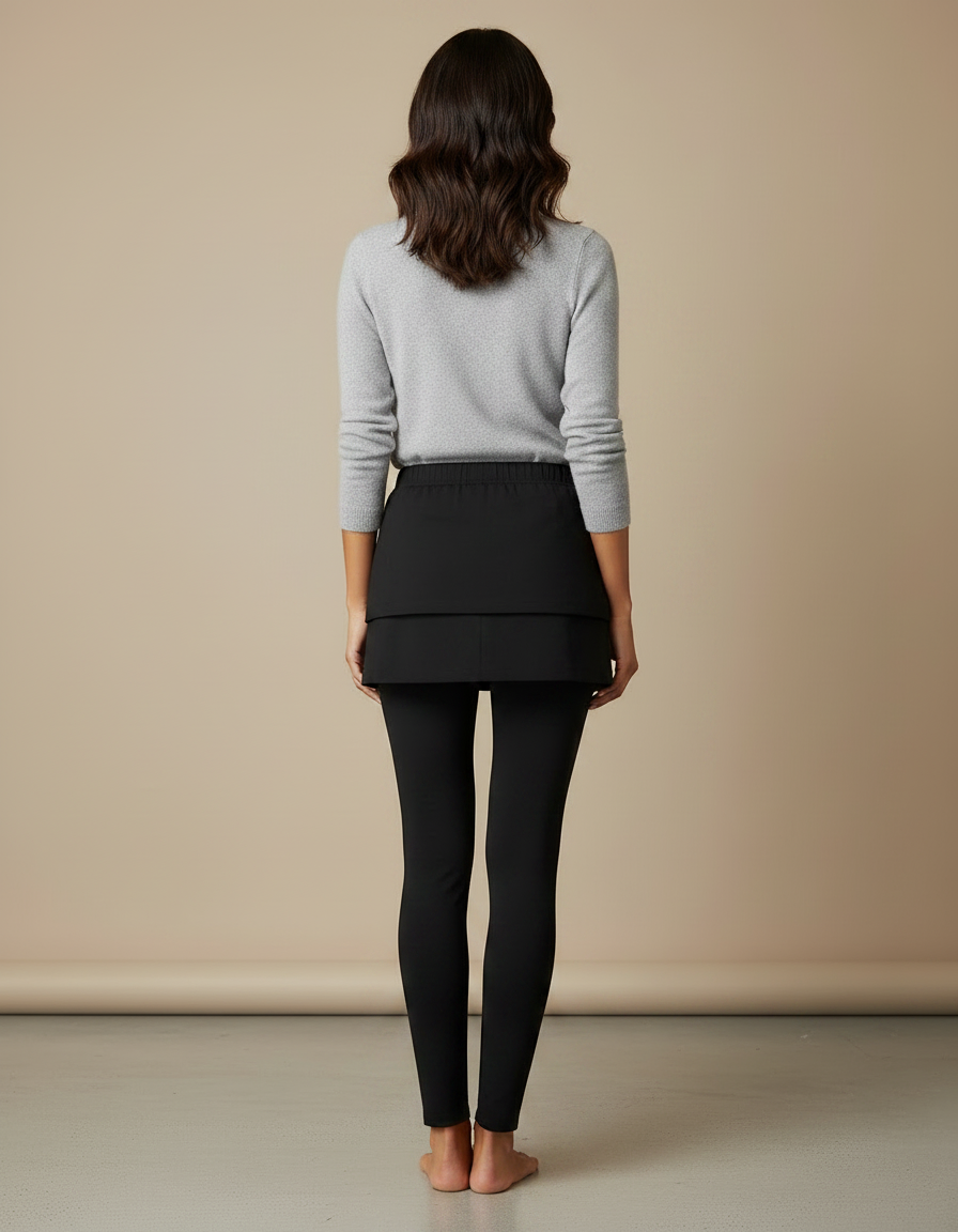 Pantalon Jupe Noir Intégré Simple Élégant Confortable - Maille - vue 2