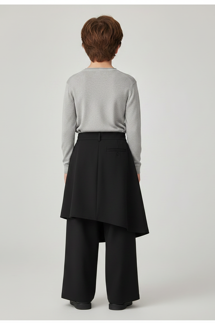 Pantalon Jupe Noir Ample Asymétrique Garçon Moderne - Polyester - vue 2
