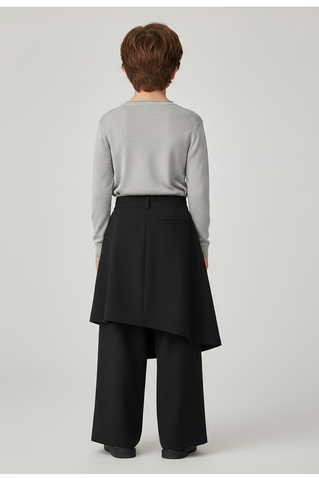 Pantalon Jupe Noir Ample Asymétrique Garçon Moderne - Polyester - vue 2