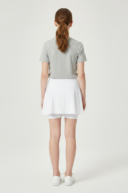 Pantalon Jupe Blanc Sportif Plissé Intégré Fille - Polyester - vue 2