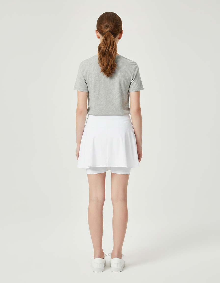 Pantalon Jupe Blanc Sportif Plissé Intégré Fille - Polyester - vue 2
