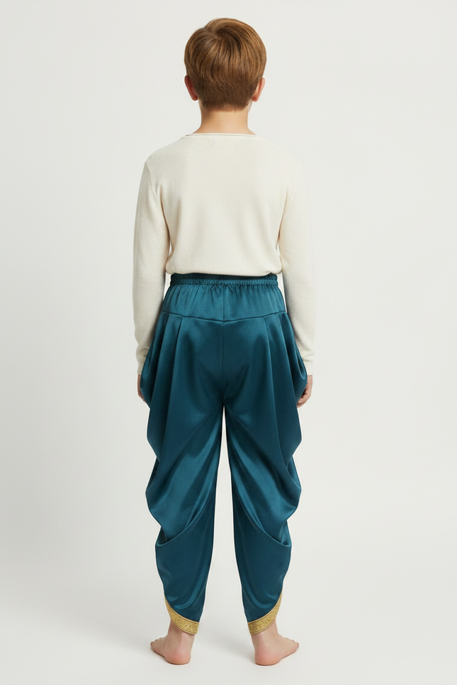 Pantalon Jupe Sarouel Satiné Bleu Doré Enfant - vue 2
