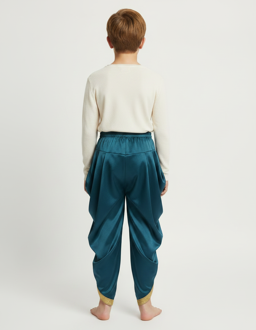 Pantalon Jupe Sarouel Satiné Bleu Doré Enfant - vue 2