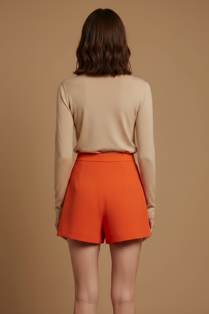 Pantalon Jupe Orange Asymétrique Chic Élégant Femme - Polyester - vue 2