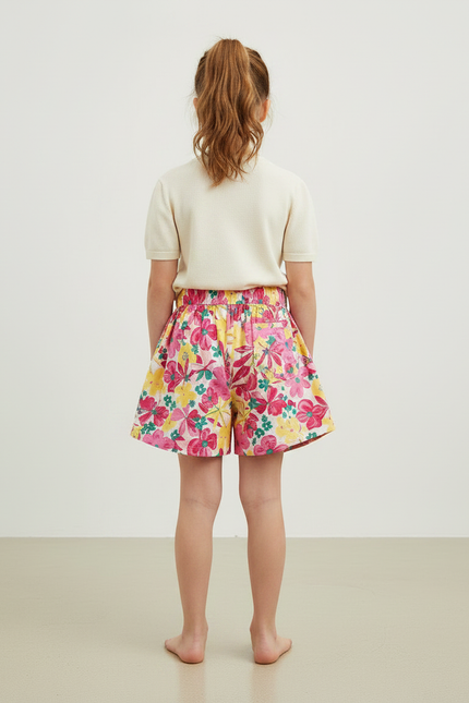Pantalon Jupe Fleuri Coloré Ample Confortable Fille - Multicolore Coton - vue 2