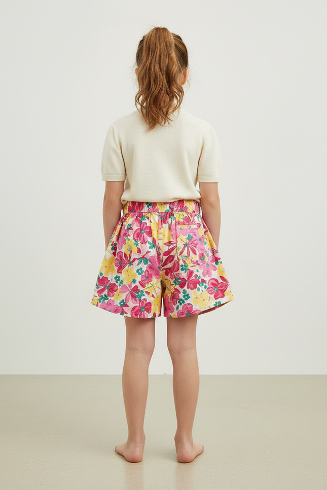 Pantalon Jupe Fleuri Coloré Ample Confortable Fille - Multicolore Coton - vue 2
