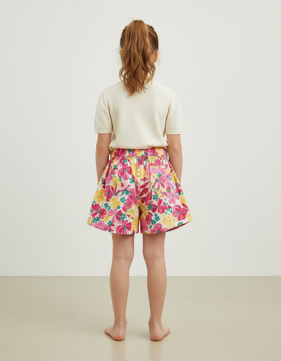 Pantalon Jupe Fleuri Coloré Ample Confortable Fille - Multicolore Coton - vue 2
