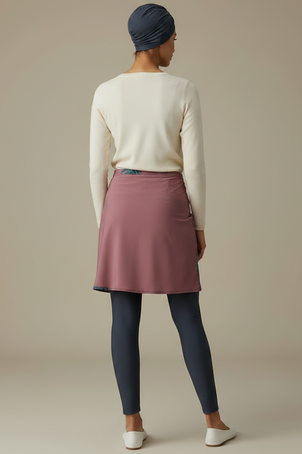 Pantalon Jupe Mauve Imprimé Floral Élégant Modeste - Marine Polyester - vue 2