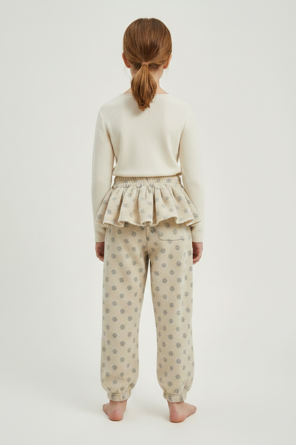 Pantalon Jupe Beige Corail Volants Imprimé Étoiles - Molleton - vue 2