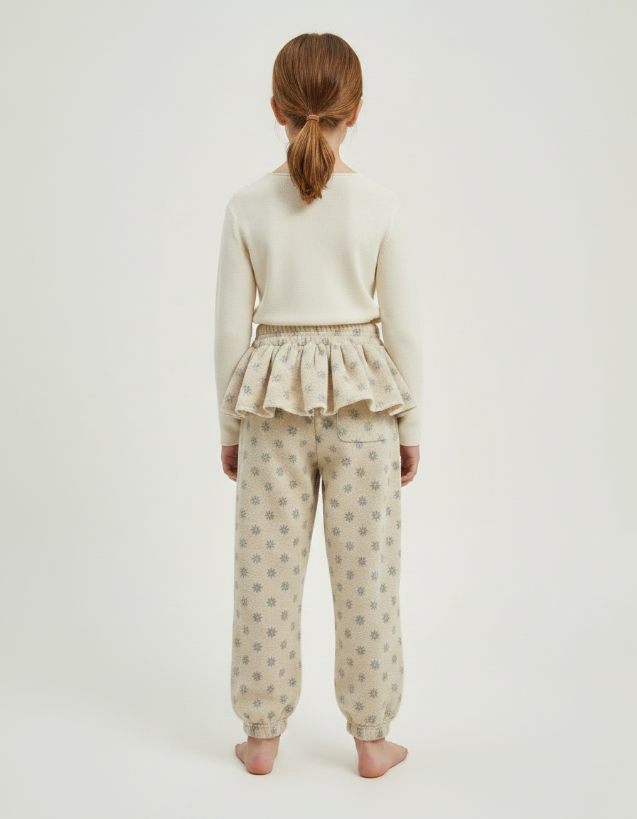 Pantalon Jupe Beige Corail Volants Imprimé Étoiles - Molleton - vue 2