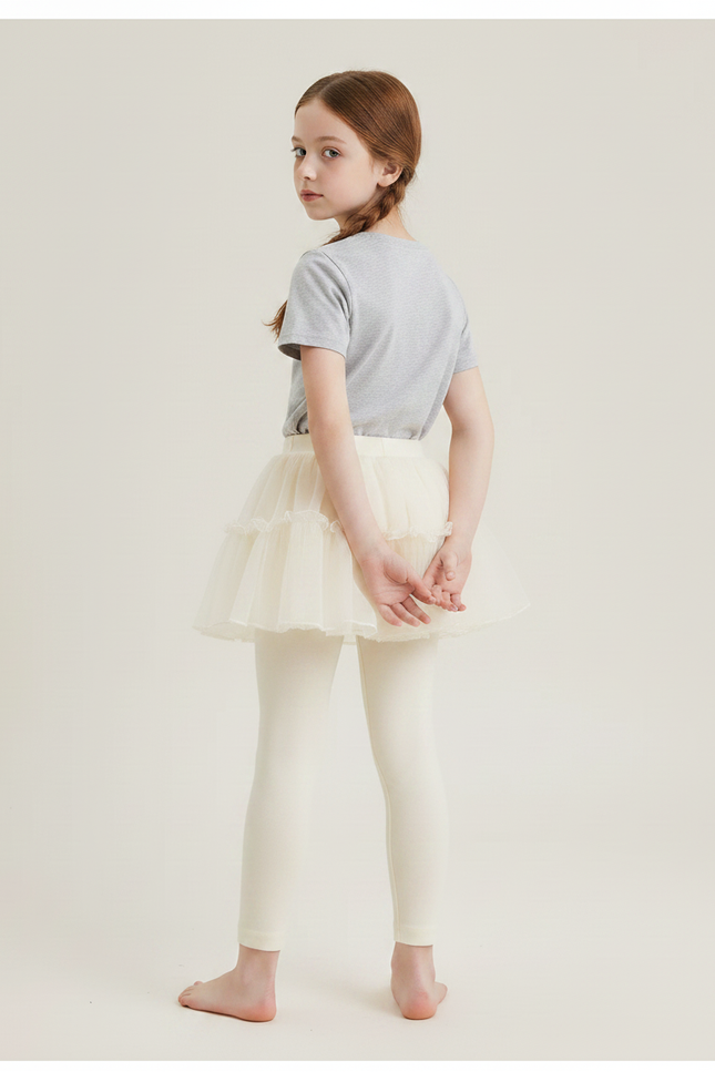 Pantalon Jupe Crème Tulle Intégré Confortable Fille - Beige Coton - vue 2