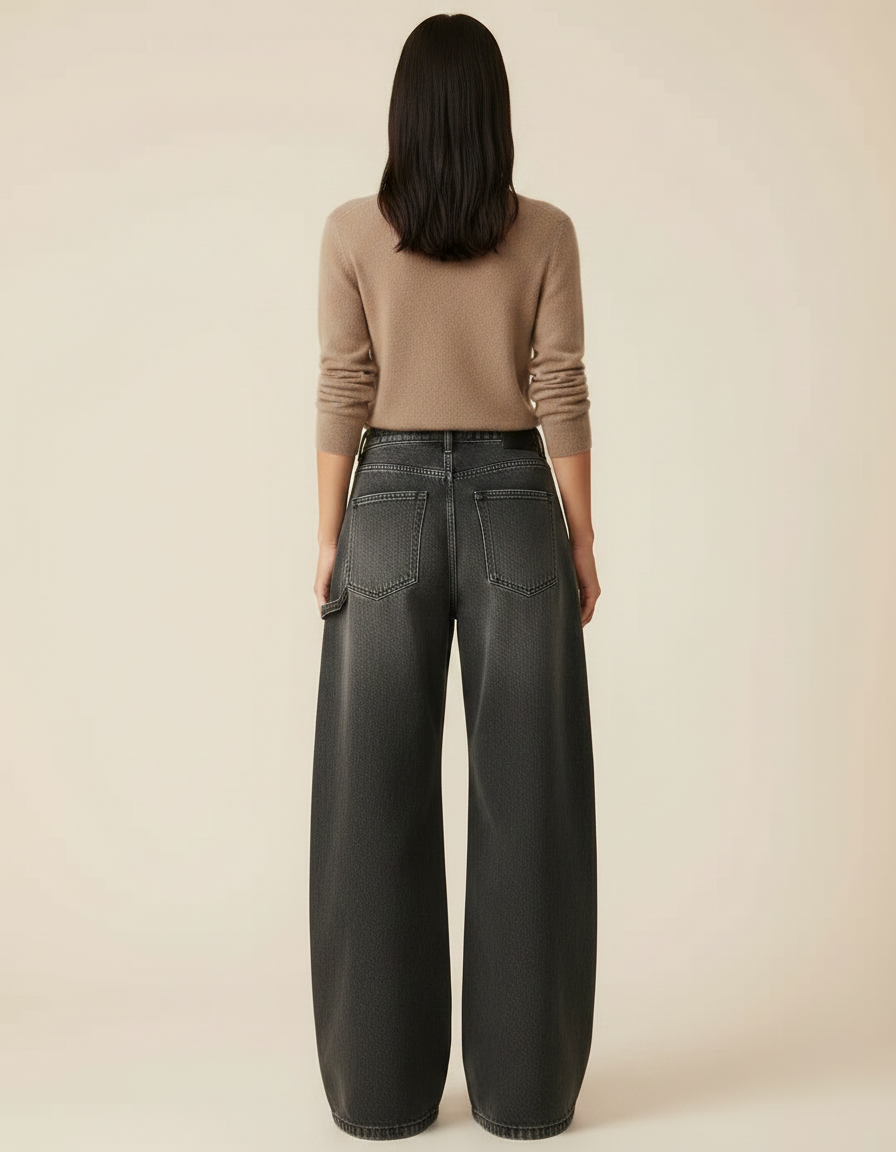 Pantalon Jupe Jean Gris Ample Décontracté Y2K - vue 2
