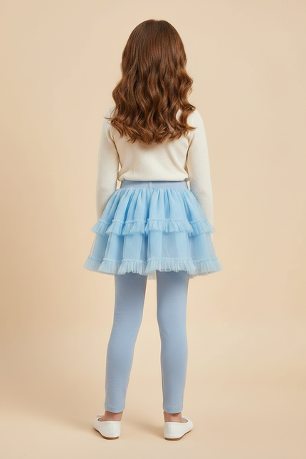 Pantalon Jupe Bleu Tulle Superposé Elsa Fille - Maille - vue 2