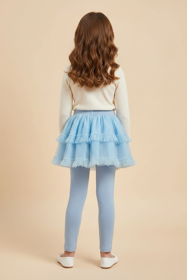 Pantalon Jupe Bleu Tulle Superposé Elsa Fille - Maille - vue 2