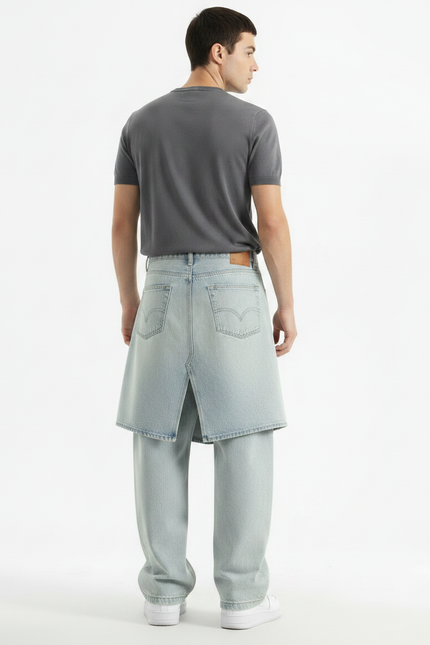 Pantalon Jupe Denim Bleu Ample Décontracté Urbain Homme - Jean - vue 2