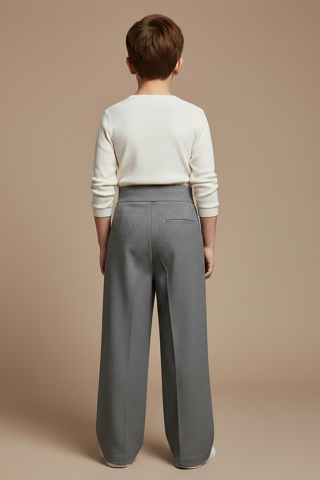 Pantalon Jupe Gris Ample Décontracté Épais Tissé - Laine - vue 2