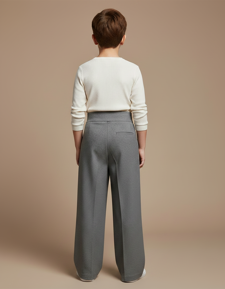 Pantalon Jupe Gris Ample Décontracté Épais Tissé - Laine - vue 2
