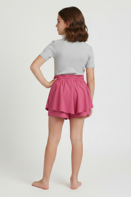 Pantalon Jupe Rose Volants Fluide Enfant Moderne - Viscose - vue 2