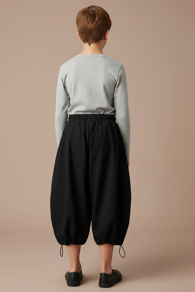 Pantalon Jupe Noir Ample Élastique Enfant Confortable - Polyester - vue 2