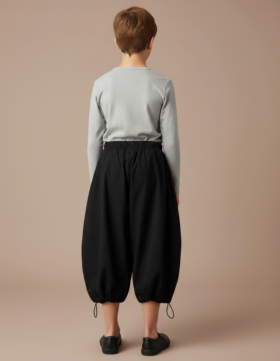 Pantalon Jupe Noir Ample Élastique Enfant Confortable - Polyester - vue 2