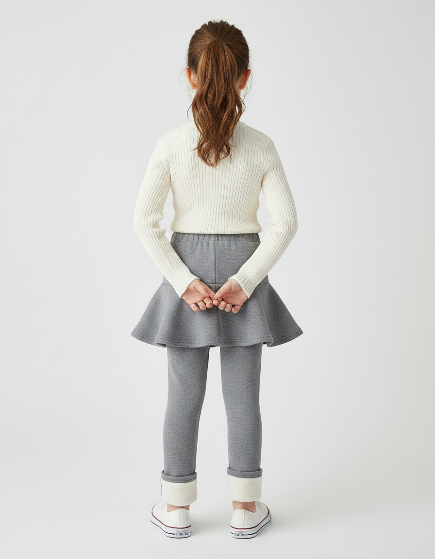 Pantalon Jupe Gris Évasé Doublé Chaud Confortable Fille - Molleton - vue 2