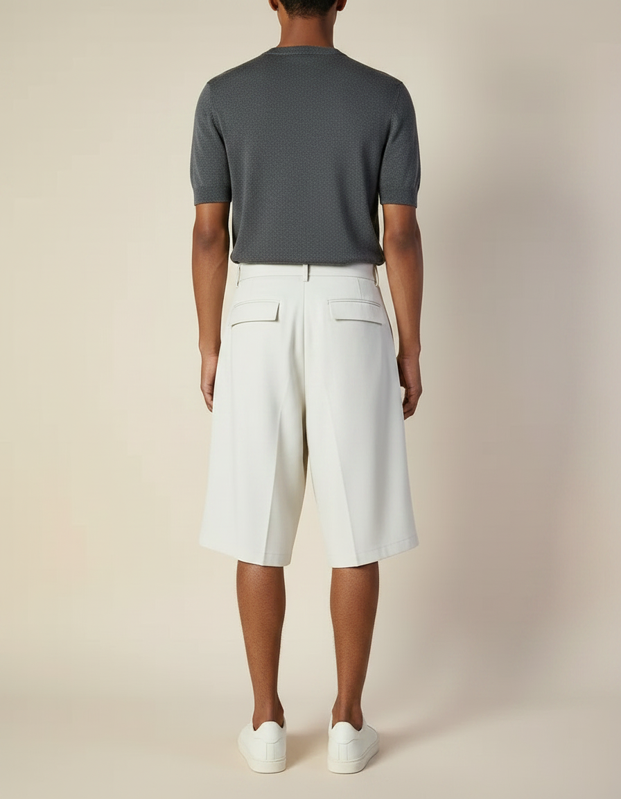 Pantalon Jupe Beige Plissé Ceinturé Ample Décontracté - Gabardine - vue 2