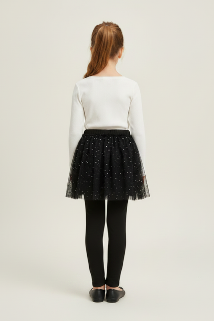 Pantalon Jupe Noir Tulle Pailleté Elsa Fille - Maille - vue 2
